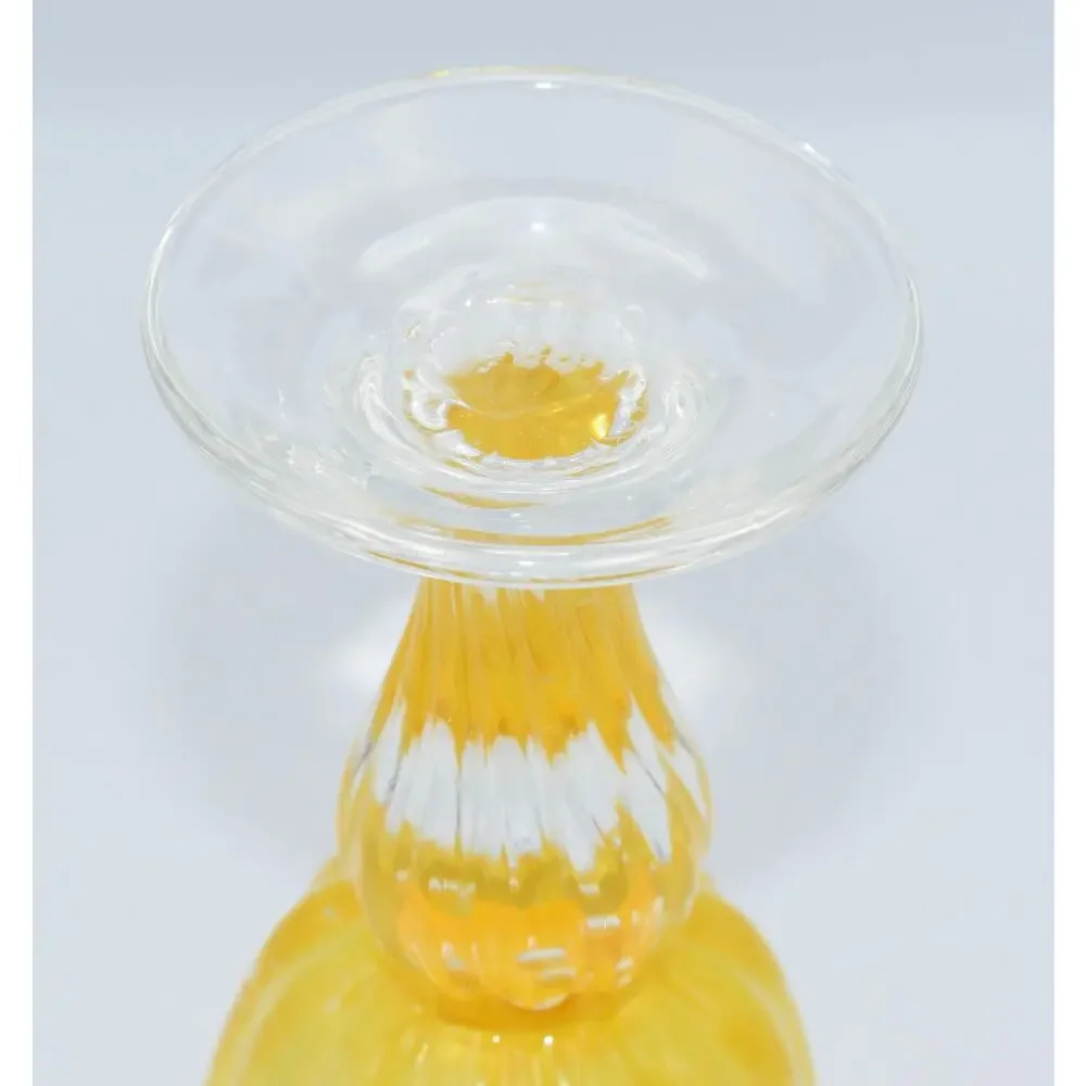Val De Pome Christophe Saba Biot Seeded Yellow Wine/Water Stemware Goblet France